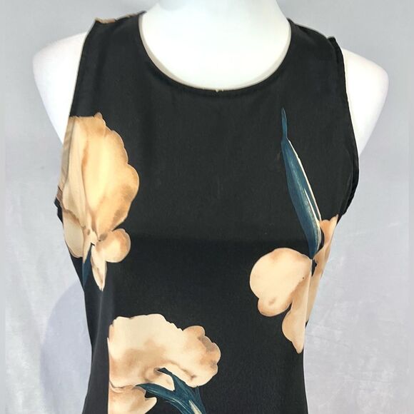 Vintage Black and mocha floral print maxi dress size small - Picture 2 of 5